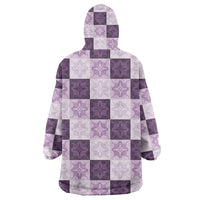 Lavender Manta Ray Hawaiian Quilt Motif Wearable Blanket Hoodie LT05 - Polynesian Pride