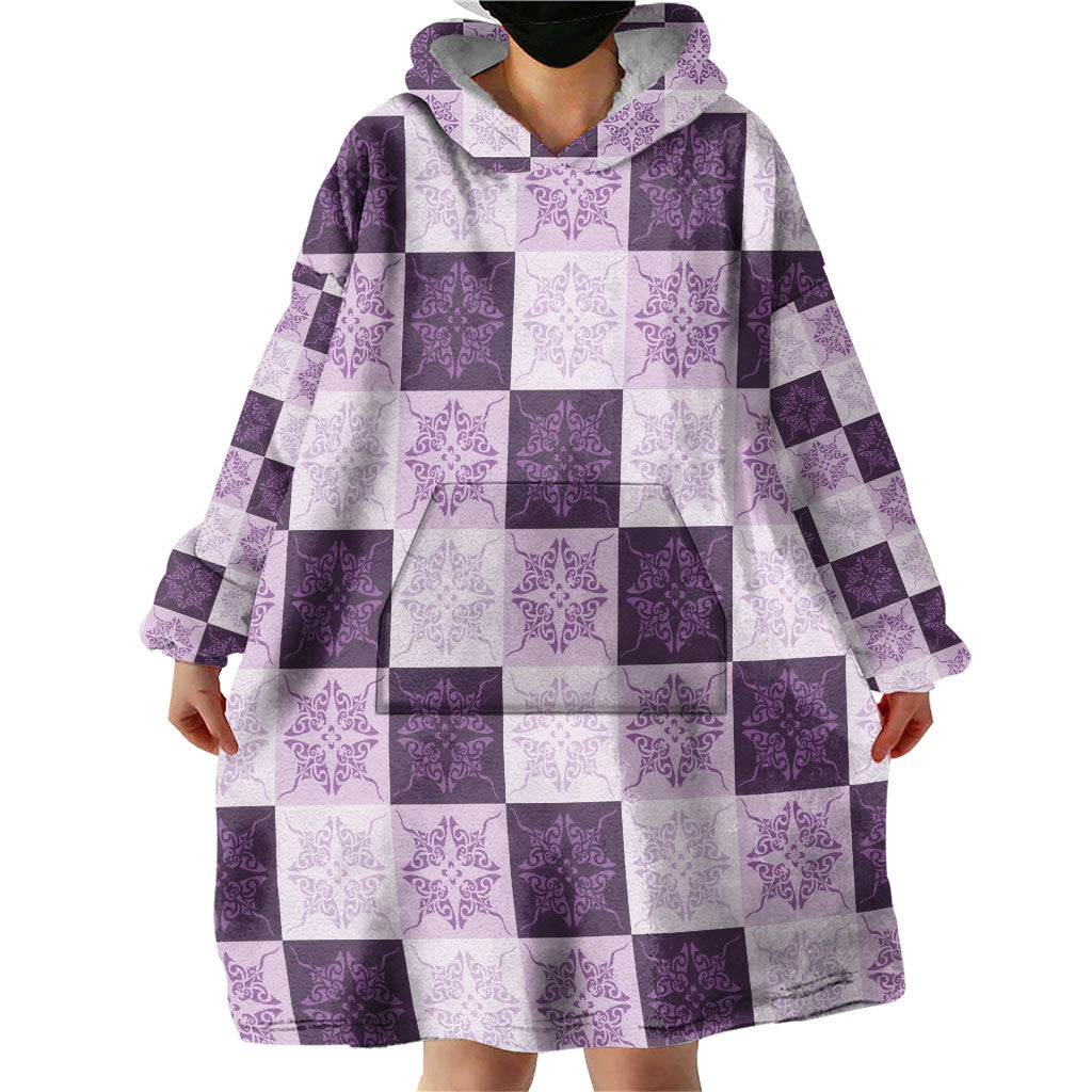 Lavender Manta Ray Hawaiian Quilt Motif Wearable Blanket Hoodie LT05 - Polynesian Pride