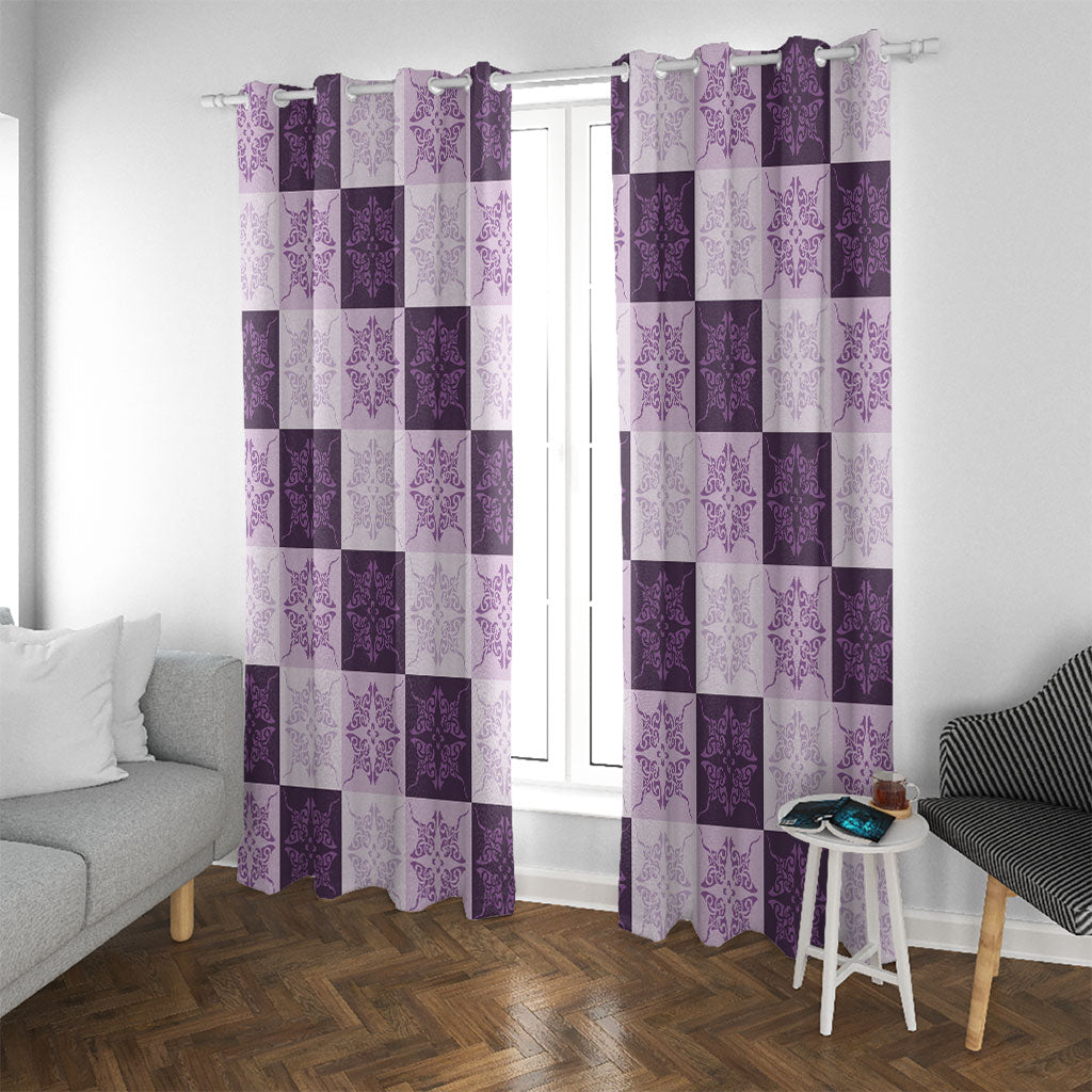 Lavender Manta Ray Hawaiian Quilt Motif Window Curtain LT05 With Grommets Purple - Polynesian Pride