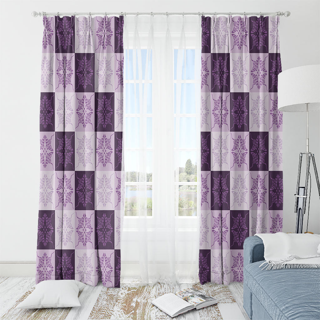 Lavender Manta Ray Hawaiian Quilt Motif Window Curtain LT05 - Polynesian Pride