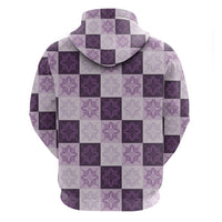 Lavender Manta Ray Hawaiian Quilt Motif Zip Hoodie LT05 - Polynesian Pride