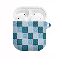 Cyan Manta Ray Hawaiian Quilt Motif AirPods Case LT05 Blue - Polynesian Pride