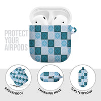 Cyan Manta Ray Hawaiian Quilt Motif AirPods Case LT05 - Polynesian Pride