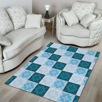 Cyan Manta Ray Hawaiian Quilt Motif Area Rug LT05 - Polynesian Pride