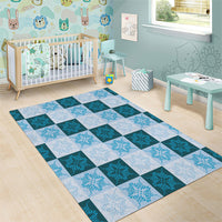 Cyan Manta Ray Hawaiian Quilt Motif Area Rug LT05 - Polynesian Pride