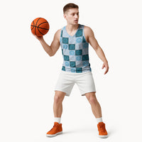 Cyan Manta Ray Hawaiian Quilt Motif Basketball Jersey LT05 - Polynesian Pride