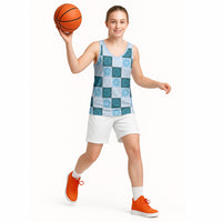 Cyan Manta Ray Hawaiian Quilt Motif Basketball Jersey LT05 - Polynesian Pride