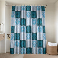 Cyan Manta Ray Hawaiian Quilt Motif Bathroom Set LT05 Shower Curtain Only Blue - Polynesian Pride