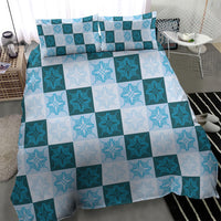 Cyan Manta Ray Hawaiian Quilt Motif Bedding Set LT05 - Polynesian Pride