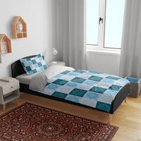 Cyan Manta Ray Hawaiian Quilt Motif Bedding Set LT05 - Polynesian Pride