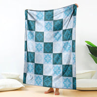 Cyan Manta Ray Hawaiian Quilt Motif Blanket LT05 - Polynesian Pride