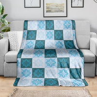 Cyan Manta Ray Hawaiian Quilt Motif Blanket LT05 - Polynesian Pride
