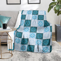 Cyan Manta Ray Hawaiian Quilt Motif Blanket LT05 - Polynesian Pride