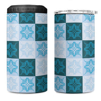 Cyan Manta Ray Hawaiian Quilt Motif 4 in 1 Can Cooler Tumbler LT05 One Size: 16 oz Blue - Polynesian Pride