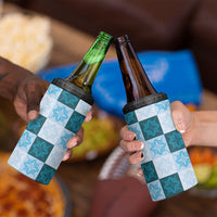 Cyan Manta Ray Hawaiian Quilt Motif 4 in 1 Can Cooler Tumbler LT05 - Polynesian Pride