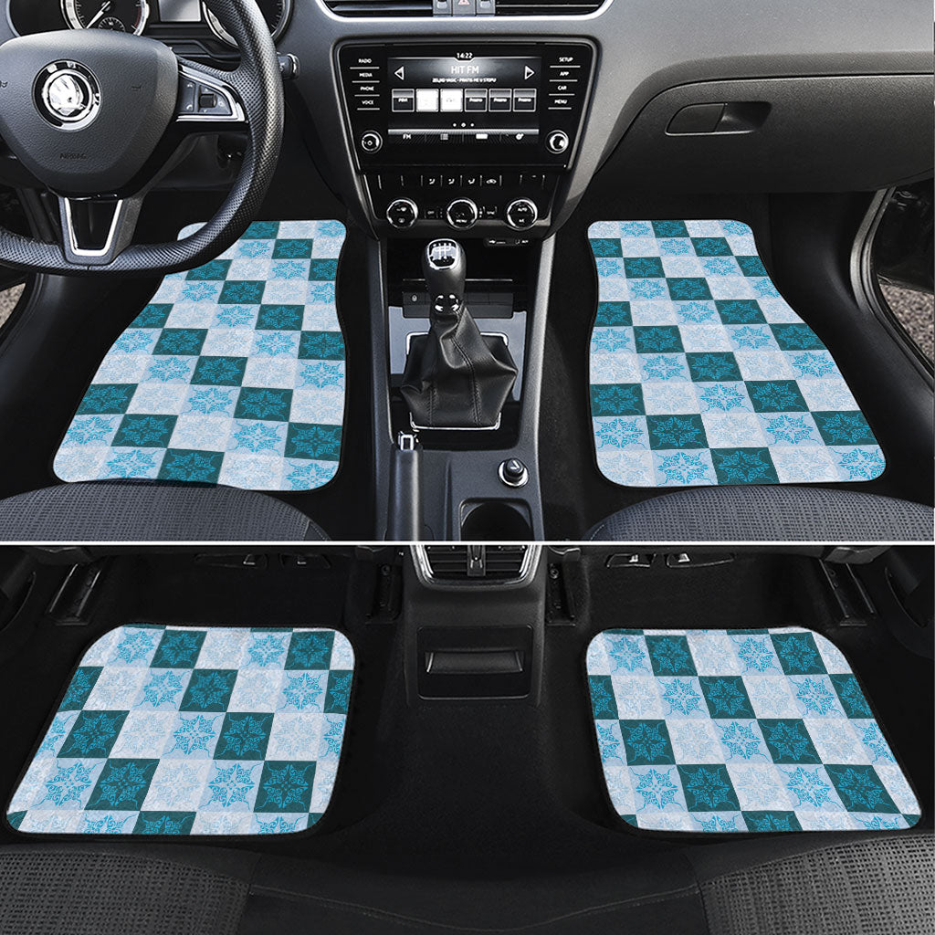 Cyan Manta Ray Hawaiian Quilt Motif Car Mats LT05 Set 4pcs Blue - Polynesian Pride