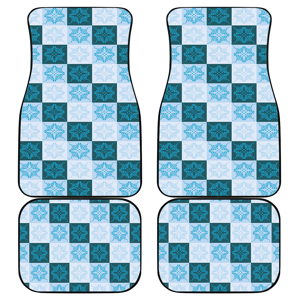 Cyan Manta Ray Hawaiian Quilt Motif Car Mats LT05 - Polynesian Pride