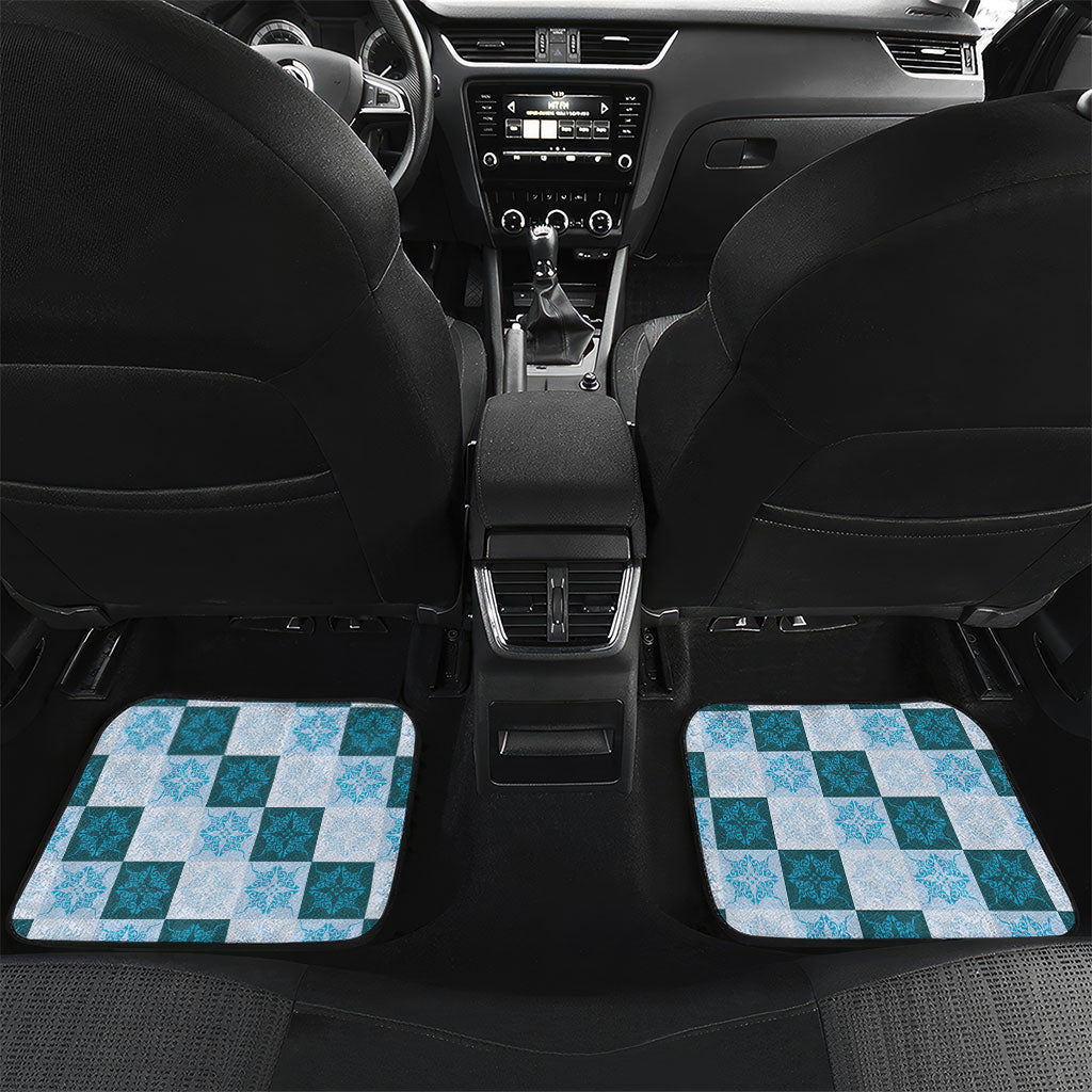 Cyan Manta Ray Hawaiian Quilt Motif Car Mats LT05 Set 2pcs - Back Blue - Polynesian Pride