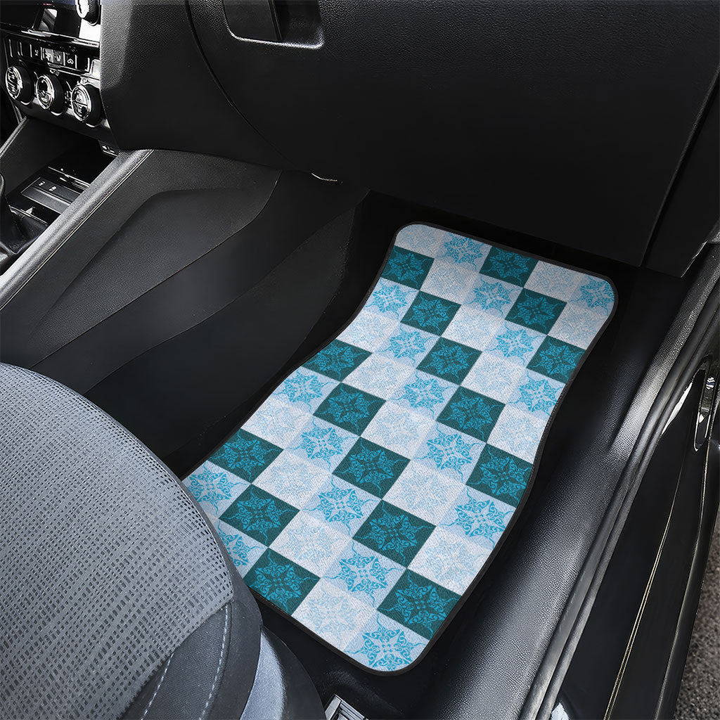 Cyan Manta Ray Hawaiian Quilt Motif Car Mats LT05 - Polynesian Pride
