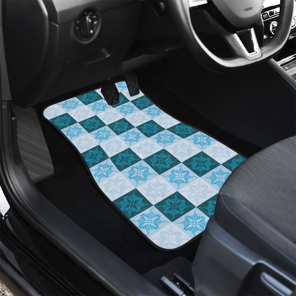 Cyan Manta Ray Hawaiian Quilt Motif Car Mats LT05 - Polynesian Pride