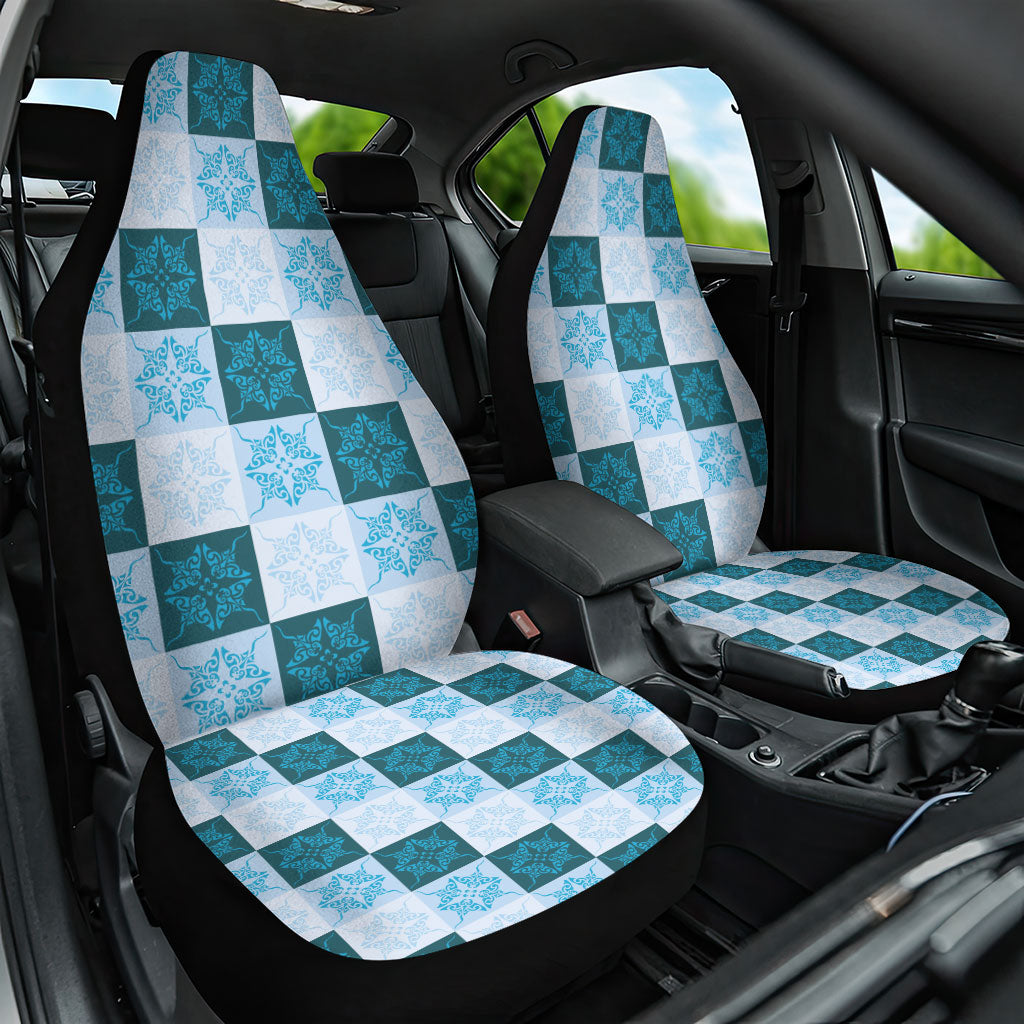 Cyan Manta Ray Hawaiian Quilt Motif Car Seat Cover LT05 One Size Blue - Polynesian Pride