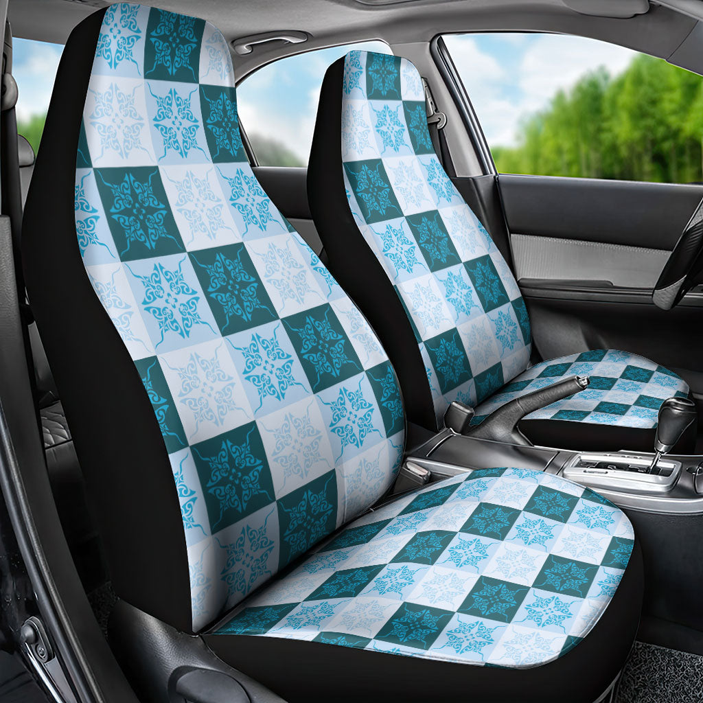 Cyan Manta Ray Hawaiian Quilt Motif Car Seat Cover LT05 - Polynesian Pride