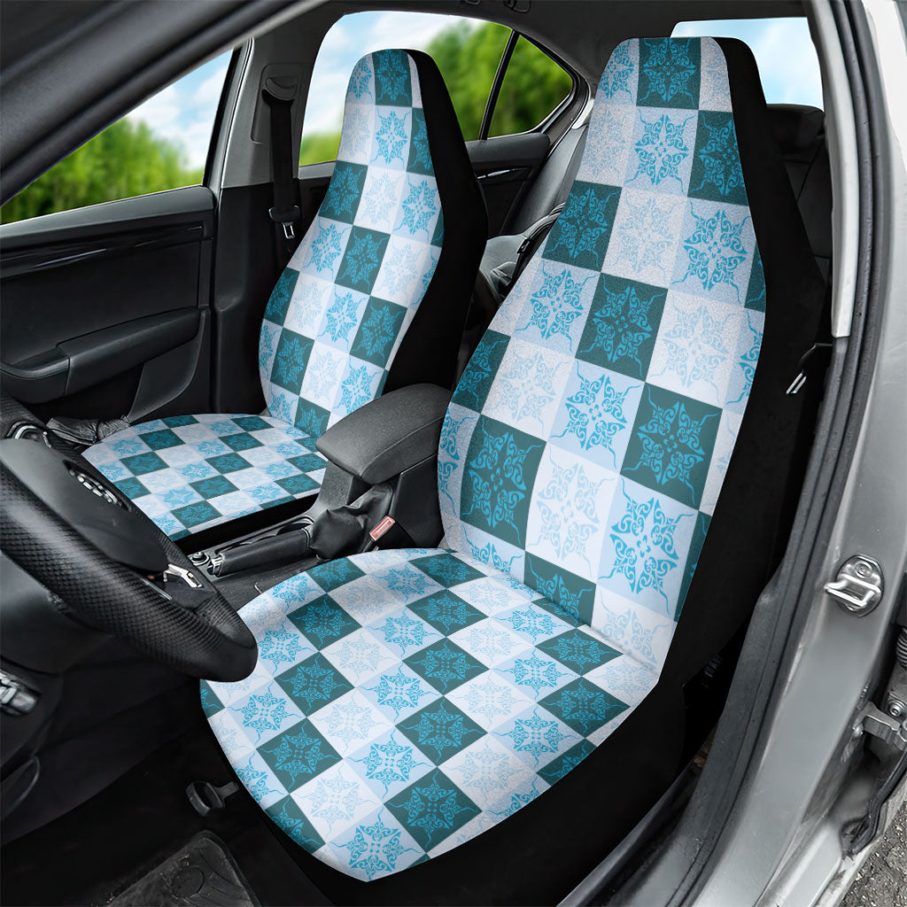 Cyan Manta Ray Hawaiian Quilt Motif Car Seat Cover LT05 - Polynesian Pride