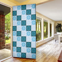 Cyan Manta Ray Hawaiian Quilt Motif Door Cover LT05 - Polynesian Pride