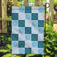Cyan Manta Ray Hawaiian Quilt Motif Garden Flag LT05 Garden Flag Blue - Polynesian Pride