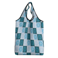 Cyan Manta Ray Hawaiian Quilt Motif Grocery Bag LT05 - Polynesian Pride