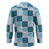 Cyan Manta Ray Hawaiian Quilt Motif Hockey Jersey LT05 - Polynesian Pride