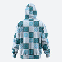 Cyan Manta Ray Hawaiian Quilt Motif Hoodie LT05 - Polynesian Pride