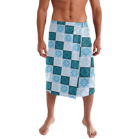 Cyan Manta Ray Hawaiian Quilt Motif Lavalava LT05 Blue - Polynesian Pride