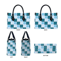Cyan Manta Ray Hawaiian Quilt Motif Leather Bag LT05 - Polynesian Pride