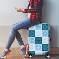 Cyan Manta Ray Hawaiian Quilt Motif Luggage Cover LT05 - Polynesian Pride