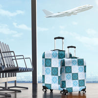 Cyan Manta Ray Hawaiian Quilt Motif Luggage Cover LT05 - Polynesian Pride