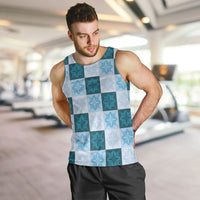Cyan Manta Ray Hawaiian Quilt Motif Men Tank Top LT05 Blue - Polynesian Pride