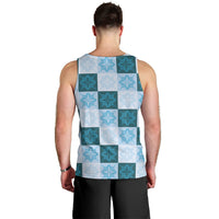 Cyan Manta Ray Hawaiian Quilt Motif Men Tank Top LT05 - Polynesian Pride