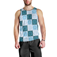 Cyan Manta Ray Hawaiian Quilt Motif Men Tank Top LT05 - Polynesian Pride