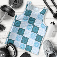 Cyan Manta Ray Hawaiian Quilt Motif Men Tank Top LT05 - Polynesian Pride