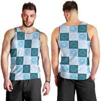 Cyan Manta Ray Hawaiian Quilt Motif Men Tank Top LT05 - Polynesian Pride