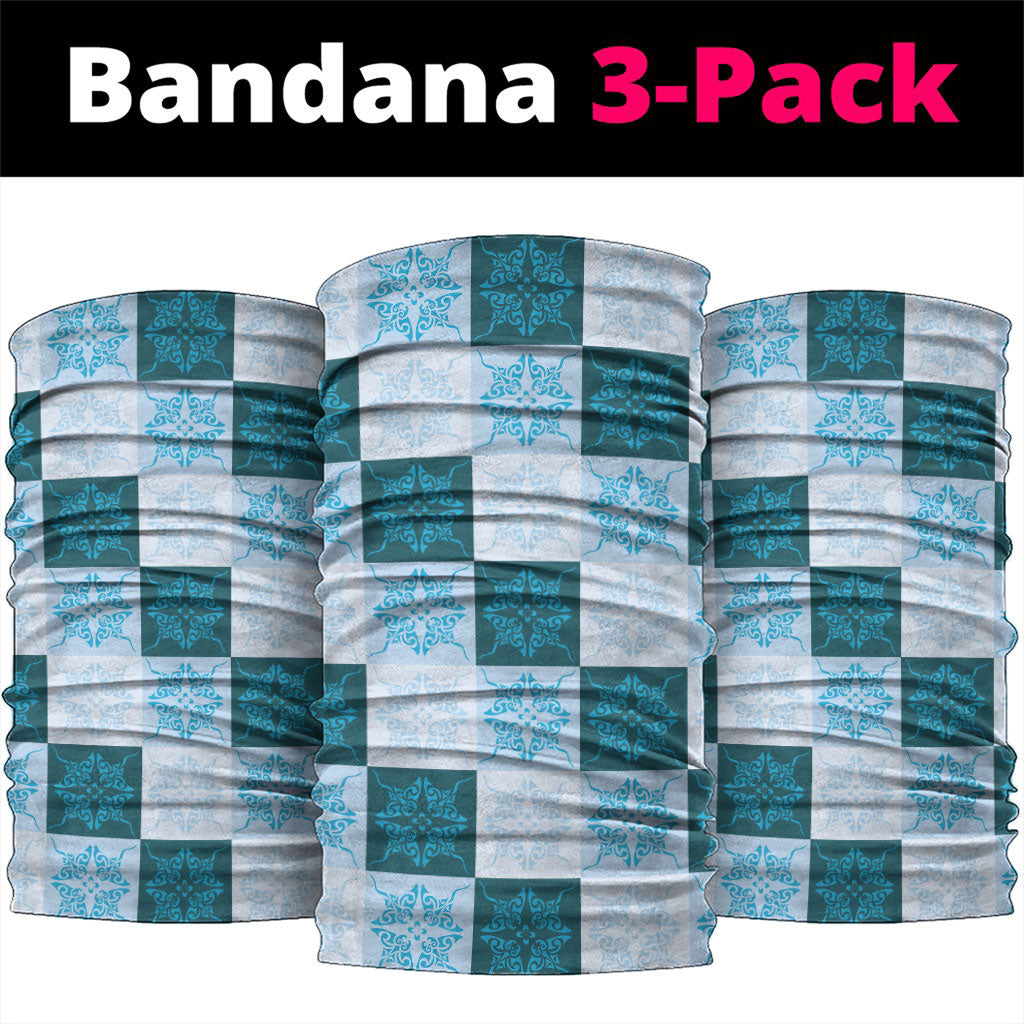 Cyan Manta Ray Hawaiian Quilt Motif Neck Gaiter LT05 package One Size: 25*50cm Blue - Polynesian Pride