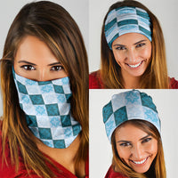 Cyan Manta Ray Hawaiian Quilt Motif Neck Gaiter LT05 - Polynesian Pride