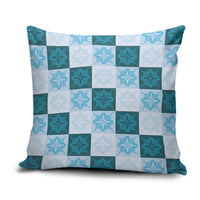Cyan Manta Ray Hawaiian Quilt Motif Pillow Cover LT05 Blue - Polynesian Pride