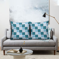 Cyan Manta Ray Hawaiian Quilt Motif Pillow Cover LT05 - Polynesian Pride