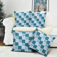 Cyan Manta Ray Hawaiian Quilt Motif Pillow Cover LT05 - Polynesian Pride