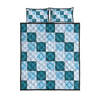 Cyan Manta Ray Hawaiian Quilt Motif Quilt Bed Set LT05 - Polynesian Pride