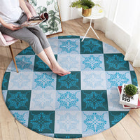Cyan Manta Ray Hawaiian Quilt Motif Round Carpet LT05 - Polynesian Pride