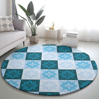 Cyan Manta Ray Hawaiian Quilt Motif Round Carpet LT05 - Polynesian Pride
