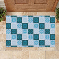 Cyan Manta Ray Hawaiian Quilt Motif Rubber Doormat LT05 Blue - Polynesian Pride